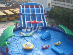 Water Park Games On Land Inflatable Water Pool Park Slide