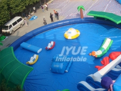 Water Park Games On Land Inflatable Water Pool Park Slide