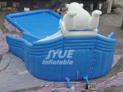 Commercial Polar Bear Water Slide Backyard Inflatable Pool Slide For Adults