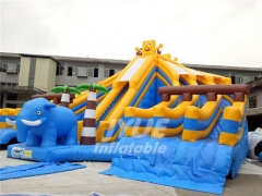 0.55mm PVC Tarpaulin SpongeBob Slide With Pool Inflatable Water Slide Into Pool
