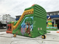Yellow Kids Fun Inflatable Dry Slide Double Slip Dry Slide Two Lane Inflatable Slide For Sale