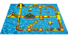 Water Obstacle Course Inflatables Water Park Floating Island Inflatable Combo Climbing Slide Water Game