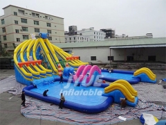 Huge Blue Elephant Inflatable Water Park With Two Swimming Pool
