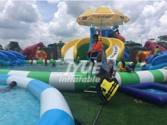 Outdoor Inflatable Water Park On Land For Theme Park