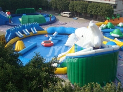 Giant Shark Kids N Adults Backyard Inflatable Water Park On Land