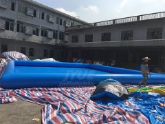 Heated Blue Inflatable Pool Deep Inflatable Rectangular Swim Pool