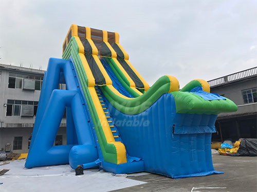 Blow Up Water Slide For Pool Inflatable Dropkick Water Slide With Air Jump Bag