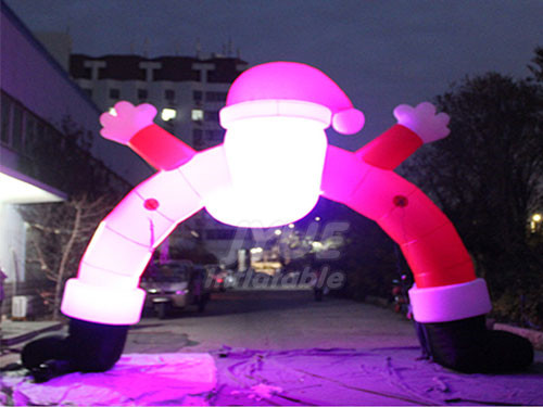 Inflatable Santa Claus Arch Entrance With LED Lighting For Advertising
