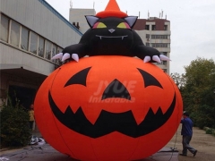 Halloween Inflatable Pumpkin With Black Cat On Shopping Mall Advertising