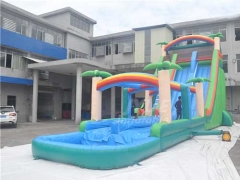 Commercial Giant Grade Jungle Theme Tree Blue Amusement Slide Inflatable Water Slides With Pool