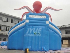 Commercial Amusement Park Inflatable Pool Water Slider , Frog Inflatable Water Slides With Pool