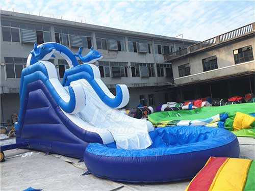 Best Price Promotion PVC Dolphin Inflatable Swimming Pool Slide For Kids