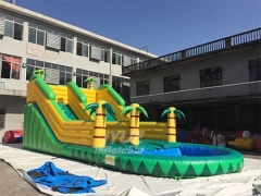 Outdoor Backyard Inflatable Castle Inflatable Water Slide With Pool For Sale