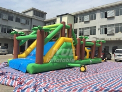Outdoor Sport Game Challenge Jungle Theme Inflatable Obstacle Course Toy For Kids