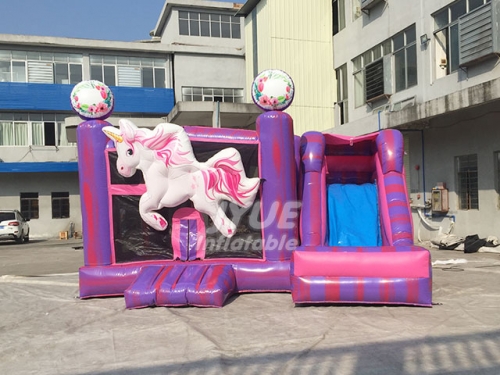 outdoor commercial party time unicorn inflatable water slide bouncer combo