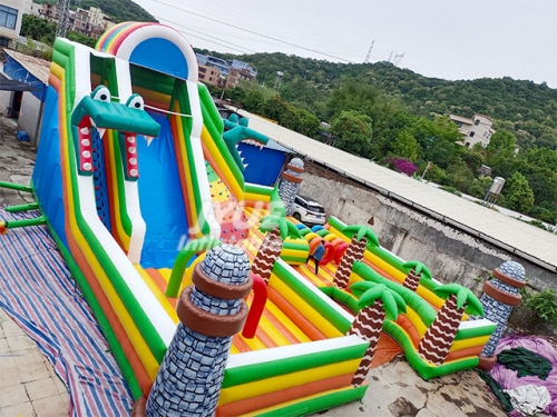 High Quality Cartoon Fun City Jumping Castle Inflatable Playground With Slide For Sale