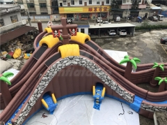 Commercial water play equipment mobile land inflatable ground water park with large pool slide for adults