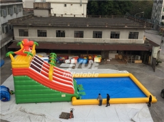 Land water park customized inflatable amusement outdoor games ground water park kids play inflatable water slide pool park