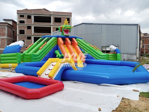 Kids Faucet Giant Inflatable Ground Water Park With Big Inflatable Slide From China Factory