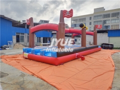 Pirate Ship Theme Dual Lane Inflatable Slip n Slide Water Slide with Blower
