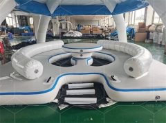 Inflatable Aqua Bana Floating Lily Pad Lake Float Lounger Dock Platform with Tent Shades