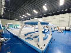 Summer Recreation Aqua Bana Commercial Inflatable Floating Platform bar with Tent for Sale