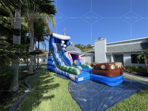 shark blow up water slide Jyue-IWS-009