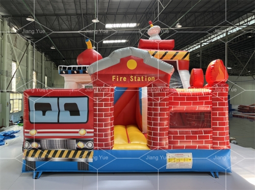 Party Rental Blow up Inflatable Jumping Castle Combo Fire Station Commercial Bouncy Castles