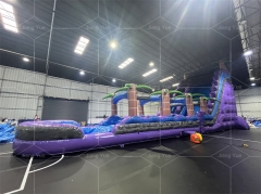 17x5m Purple Plam Tree Inflatable Water Slide
