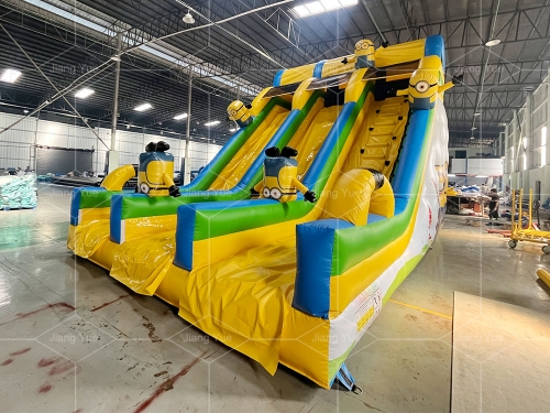 Factory Price Bounce Slide Game Party Minions Inflatable Double Dry Slide for Kids