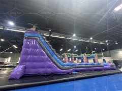 17x5m Purple Plam Tree Inflatable Water Slide